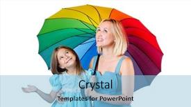  Presentation with mom daughter - PPT theme featuring happy mom and daughter on white background and a light blue colored foreground