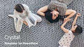  Presentation with mom - Colorful PPT theme enhanced with happy-mom-with-children backdrop and a gray colored foreground