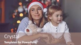  Presentation with baby tree - PPT theme consisting of happy-mom-with-her-baby background and a coral colored foreground