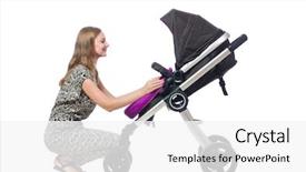  Presentation with mom baby - Presentation design featuring happy mom with her baby in pram background and a white colored foreground
