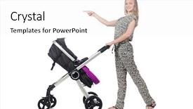  Presentation with mom baby - Amazing slide deck having happy mom with her baby in pram backdrop and a white colored foreground