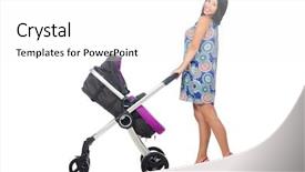  Presentation with mom baby - PPT layouts having happy mom with her baby in pram background and a white colored foreground