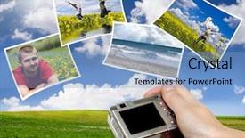  Presentation with blue sky - Presentation design having happy moments - digital point and shoot camera background and a light blue colored foreground