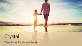  Presentation with walking together - Amazing slide set having happy moments - father and son holding hands backdrop and a lemonade colored foreground