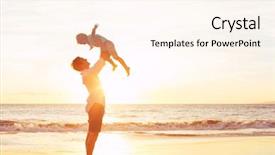  Presentation with sunset beach - Amazing PPT theme having happy moments - father and son playing backdrop and a cream colored foreground