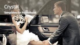  Presentation with wedding - Slide set enhanced with happy moments - wedding couple embracing each other background and a gray colored foreground