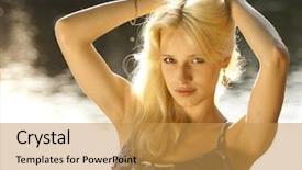  Presentation with farewell girl - Beautiful PPT theme featuring happy mood - young girl blonde backdrop and a  colored foreground