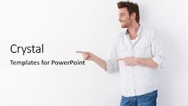  Presentation with floral border over white - Cool new PPT layouts with happy mood - young man standing over white backdrop and a white colored foreground