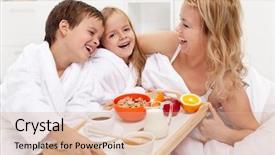  Presentation with mom kids - Presentation theme enhanced with happy morning - breakfast in bed background and a coral colored foreground