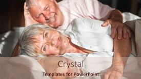  Presentation with older couple - Presentation theme enhanced with happy-morning-middle-aged-couple background and a coral colored foreground