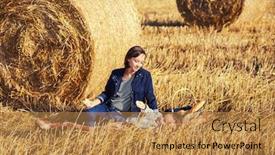  Presentation with next year - Presentation enhanced with happy mother and 2 year old girl next to hay bales in harvested field background and a gold colored foreground