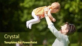  Presentation with steps - Cool new slide set with happy mother and baby child in park making first steps walking and hugging backdrop and a tawny brown colored foreground