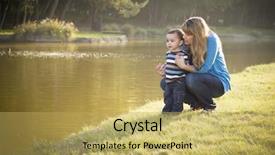  Presentation with happy baby - Amazing PPT theme having happy mother and baby son backdrop and a yellow colored foreground