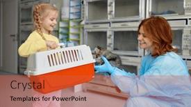  Presentation with kitten - Slide set consisting of happy-mother-and-child-taking background and a red colored foreground