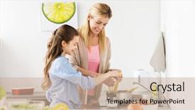  Presentation with dinner - Beautiful slides featuring happy mother and daughter cooking backdrop and a soft green colored foreground