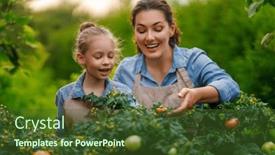  Presentation with botany - Slides featuring happy-mother-and-daughter-gardening background and a tawny brown colored foreground