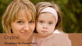  Presentation with fuzzy - Presentation enhanced with aunt - happy mother and daughter posing background and a coral colored foreground