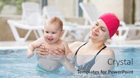  Presentation with happy baby - PPT theme featuring happy-mother-and-her-baby background and a light blue colored foreground