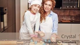  Presentation with baking - Theme enhanced with happy-mother-and-her-daughter background and a coral colored foreground
