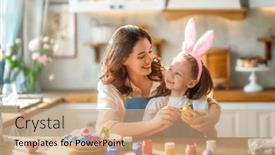  Presentation with dyes - Theme enhanced with happy-mother-and-her-daughter background and a coral colored foreground