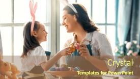  Presentation with dyes - Slide set enhanced with happy-mother-and-her-daughter background and a coral colored foreground