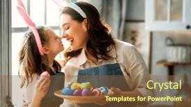  Presentation with dyes - PPT theme enhanced with happy-mother-and-her-daughter background and a tawny brown colored foreground