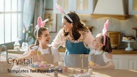  Presentation with dyes - Presentation consisting of happy-mother-and-her-daughters background and a coral colored foreground