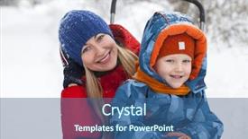  Presentation with snow - Slide set consisting of happy mother and little boy background and a ocean colored foreground