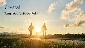  Presentation with health balance - Slide set enhanced with happy-mother-and-son-go background and a light blue colored foreground