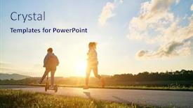  Presentation with family health - Presentation featuring happy-mother-and-son-go background and a sky blue colored foreground