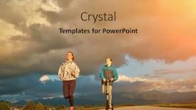  Presentation with family health - Presentation theme having happy-mother-and-son-go background and a coral colored foreground