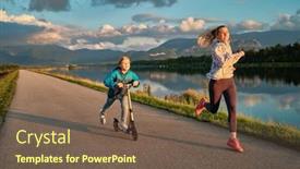  Presentation with health balance - Presentation with happy-mother-and-son-go background and a violet colored foreground