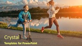  Presentation with family health - Presentation enhanced with happy-mother-and-son-go background and a tawny brown colored foreground