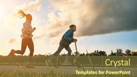  Presentation with health balance - Slide deck with happy-mother-and-son-go background and a tawny brown colored foreground