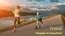  Presentation with health balance - Slides featuring happy-mother-and-son-go background and a violet colored foreground