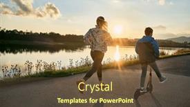  Presentation with health balance - Slide set with happy-mother-and-son-go background and a tawny brown colored foreground