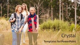  Presentation with happy korean kids - Presentation theme featuring happy mother and two kids background and a yellow colored foreground