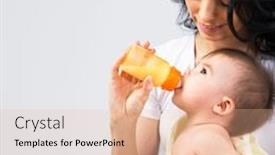  Presentation with happy baby - Colorful slide deck enhanced with happy mother breastfeeding her baby backdrop and a lemonade colored foreground