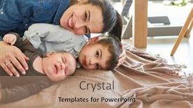  Presentation with happy baby - Presentation theme with happy-mother-cuddling-with-son background and a coral colored foreground