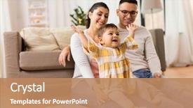  Presentation with happy baby - Slide deck enhanced with happy mother father and baby background and a coral colored foreground