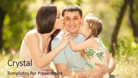  Presentation with displaying a happy mother cudd - Cool new theme with frame copy space square border backdrop and a ocean colored foreground