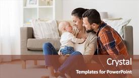  Presentation with happy baby - Slide deck enhanced with happy mother father with baby background and a tawny brown colored foreground