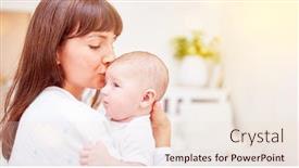  Presentation with infant - Colorful PPT theme enhanced with happy-mother-gives-her-infant backdrop and a lemonade colored foreground