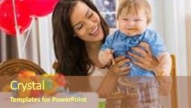  Presentation with happy birthday baby - Slide set with hands covered with cake icing background and a red colored foreground