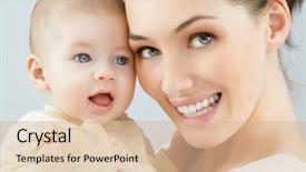  Presentation with mother baby - Presentation theme having happy mother holding her baby background and a lemonade colored foreground