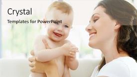  Presentation with happy baby - Slides with pair rabbits on hay the concept of a farm background and a gray colored foreground.