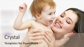  Presentation with happy baby - Slide set consisting of happy mother holding her baby background and a lemonade colored foreground