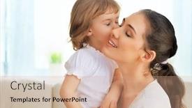  Presentation with mother child - Beautiful presentation featuring happy-mother-holding-her-child backdrop and a coral colored foreground