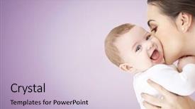  Presentation with motherhood - Colorful slides enhanced with happy mother kissing adorable baby backdrop and a lemonade colored foreground