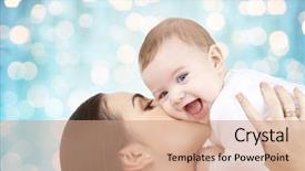  Presentation with mother baby animation - Presentation theme consisting of happy mother kissing her baby background and a coral colored foreground